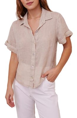 Bella Dahl Cuffed Short Sleeve Linen Button-Up Shirt in Paloma Sand