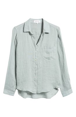 Bella Dahl Garment Dyed Linen Button-Up Shirt in Oasis Green