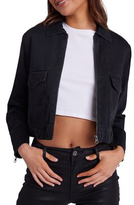 Bella Dahl Layla Fleece Lined Zip-Up Utility Jacket in Black Pearl Wash