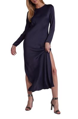 Bella Dahl Long Sleeve Satin Maxi Dress in Odyssey Grey