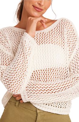 Bella Dahl Open Stitch Drop Shoulder Sweater in Off White