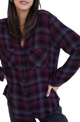 Bella Dahl Oversize Plaid Flannel Shirt in Boysenberry Plaid