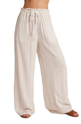 Bella Dahl Paperbag Waist Wide Leg Pants in White Sand Stripe