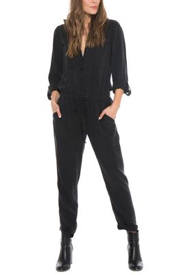 Bella Dahl Roll Sleeve Utility Jumpsuit in Vintage Black