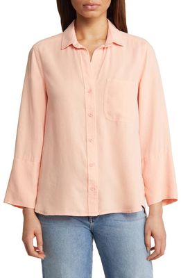 Bella Dahl Shirttail Button-Up Shirt in Sunset Coral