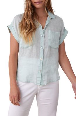 Bella Dahl Short Sleeve Linen Shirt in Sage Mist