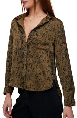 Bella Dahl Snakeskin Print Shirt in Olive Snake Print