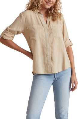 Bella Dahl Split Back Button-Up Shirt in Soft Tan