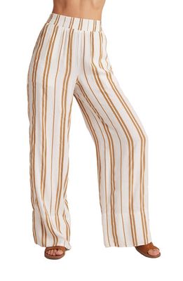 Bella Dahl Stripe Wide Leg Linen Blend Pants in Redwood Stripe