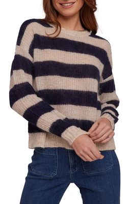 Bella Dahl Wide Stripe Crewneck Sweater in Navy Stripes