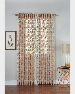 Bella Floral-Embroidered Sheer Curtain Panel, 108"