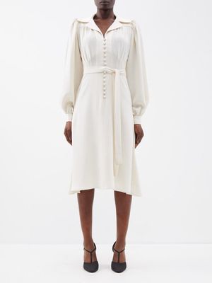 Bella Freud - Floria Tie-waist Crepe Midi Dress - Womens - White