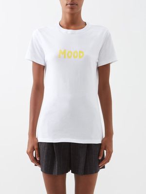 Bella Freud - Mood-print Cotton-jersey T-shirt - Womens - White Yellow