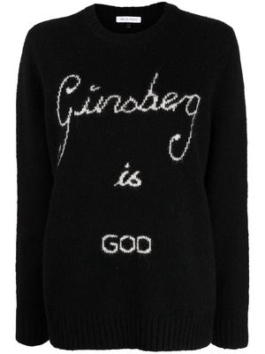 Bella Freud oversized 'Ginsberg Is God' slogan jumper - Black