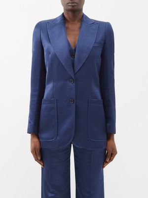 Bella Freud - St. James Satin Jacket - Womens - Dark Blue