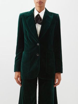 Bella Freud - St. James Velvet Jacket - Womens - Dark Green