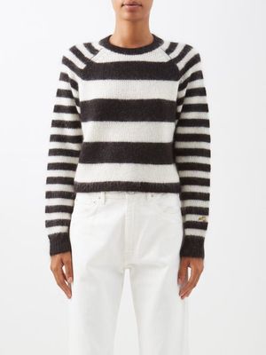 Bella Freud - Striped Mohair-blend Sweater - Womens - Black White