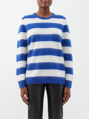 Bella Freud - Striped Mohair-blend Sweater - Womens - Blue Ivory