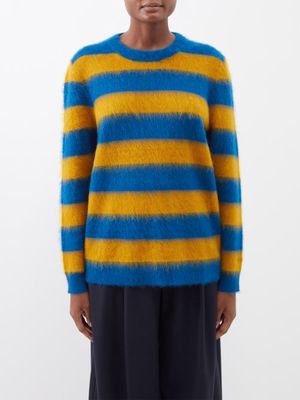 Bella Freud - Striped Mohair-blend Sweater - Womens - Blue Yellow