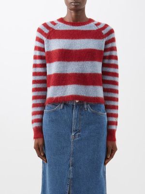 Bella Freud - Striped Mohair-blend Sweater - Womens - Red Blue