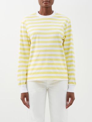 Bella Freud - Summer Stripe Organic-cotton Long-sleeved T-shirt - Womens - Yellow White