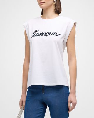 Bella Fringe L'amour Short-Sleeve Cotton T-Shirt