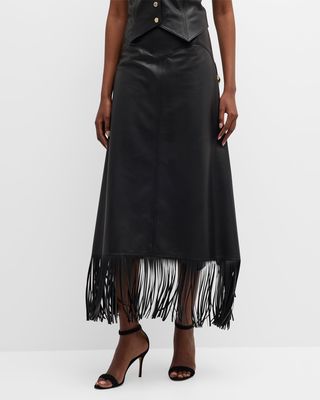 Bella Fringe Leather Maxi Western Skirt