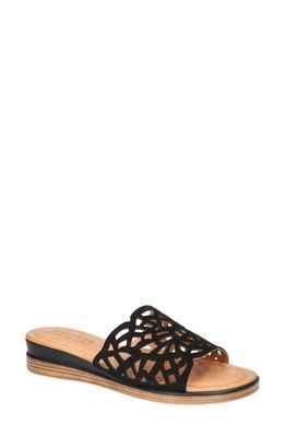 Bella Vita Cas-Italy Wedge Slide Sandal in Black Italian Leather