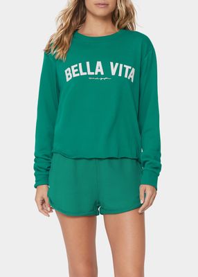 Bella Vita Cropped Raw-Hem Sweatshirt