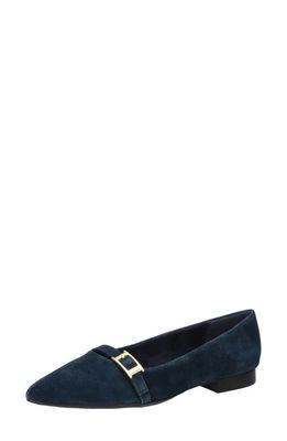 Bella Vita Evanna Pointed Toe Flat in Navy Leather