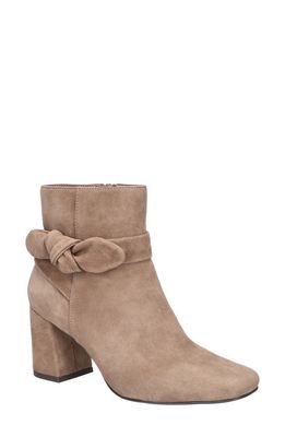 Bella Vita Felicity Bow Accent Bootie in Taupe Suede Leather