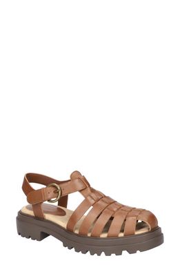 Bella Vita Sinclaire Fisherman Sandal in Camel Burnished Leather