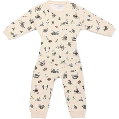 Bellabu Bear Bunny Workshop Fitted Two-Piece Pajamas in Beige 