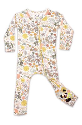 Bellabu Bear Kids' Fall Floral Fitted One-Piece Convertible Pajamas in White Floral