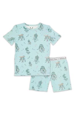 Bellabu Bear Kids' Fitted Two-Piece Short Pajamas in Dreamcatcher Blue