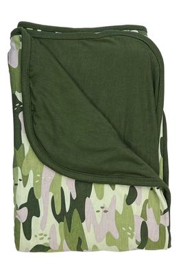 Bellabu Bear Kids' Green Camo Print Reversible Blanket in Green Camoflauge
