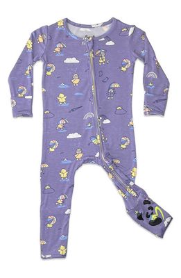 Bellabu Bear Kids' Rainbow Bear Convertible Footie Pajamas in Purple
