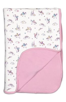 Bellabu Bear Kids' Unicorn Print Reversible Blanket in White With Unicorns