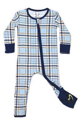 Bellabu Bear Plaid Convertible Footie Pajamas in Blue 