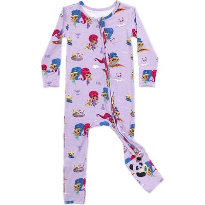 Bellabu Bear Shimmer & Shine Fitted Convertible One-Piece Pajamas in Purple 