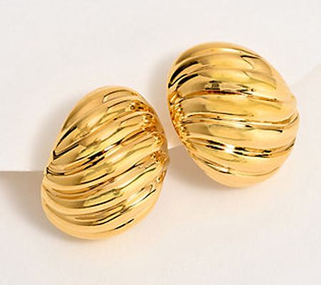 BellaOro Ribbed Croissant Stud Earrings, 14K Gold Over Resin