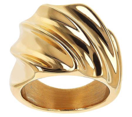 BellaOro Slanted Ribbed Ring, 14K Gold Over Res in