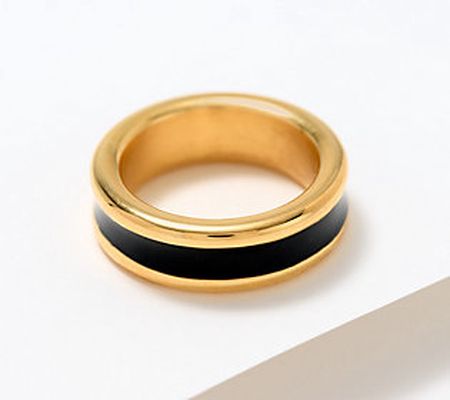 BellaOro Slip-On Enamel Squared Ring, 14K Gold Over Resin