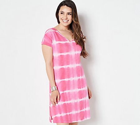 Belle Beach by Kim Gravel Tie Dye Stripe Slub Knit Midi Dress