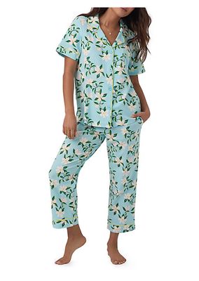 Belle Blossoms Cotton Short-Sleeve Crop Pajamas