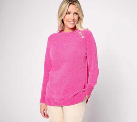Belle by Kim Gravel Anchor Button Chenille Sweater