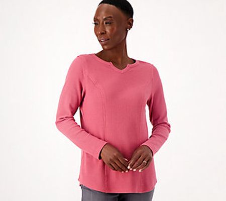 Belle by Kim Gravel Baby Waffle Raw Edge Seamed Top