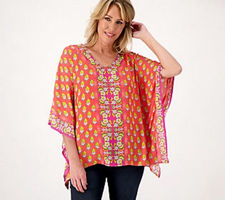 Belle by Kim Gravel Boho Chic Print Poncho