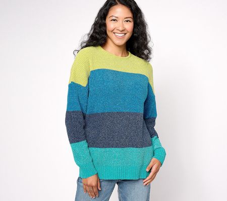 Belle by Kim Gravel Chenille Tonal Color Block Sweater