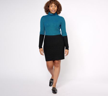 Belle by Kim Gravel Color Block Shaker Knit Sweater Dress